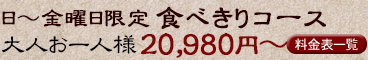 日～金曜日限定 食べきりコース