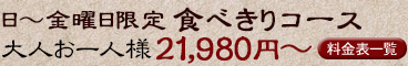 日～金曜日限定 食べきりコース